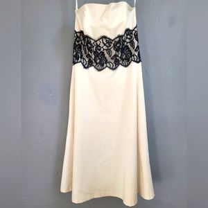 White House Black Market dress Cream with black lace detail